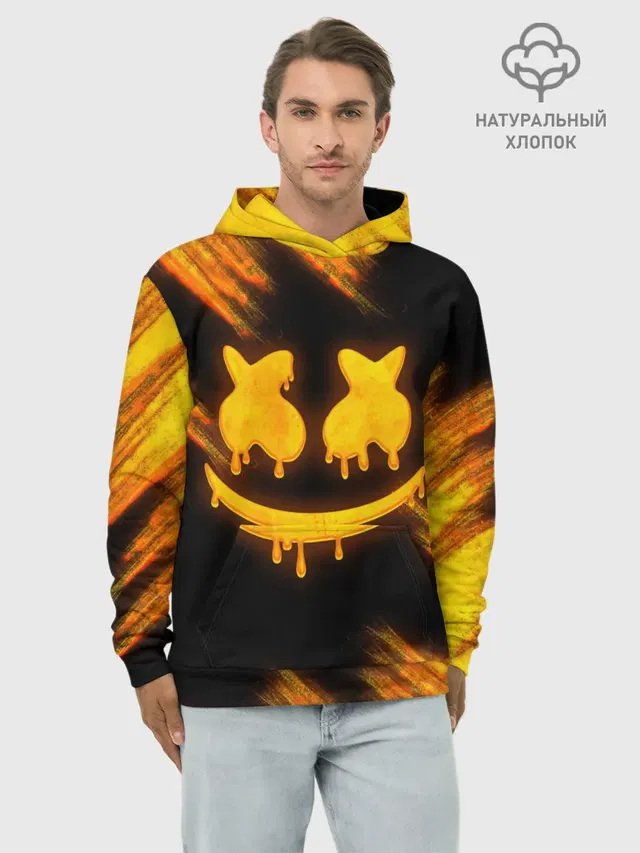 Худи мужской базовый хлопок с принтом «Marshmello»