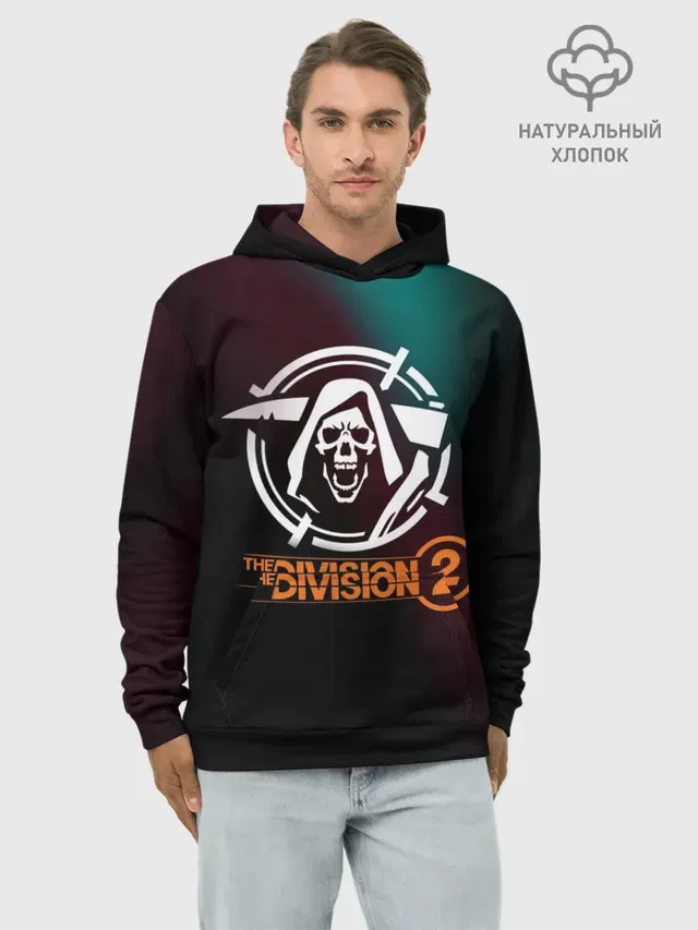 Худи мужской базовый хлопок с принтом «Tom Clancys The Division — The Division 2 Logo»