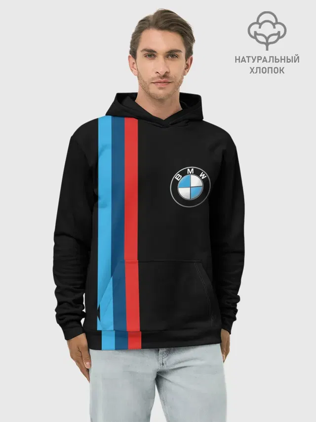 Худи мужской базовый хлопок с принтом «BMW»