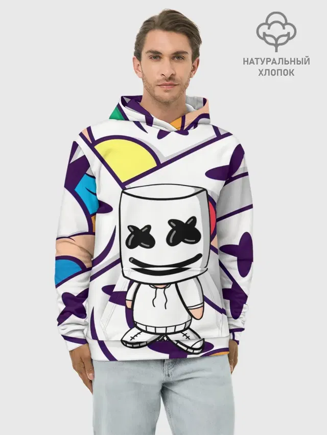 Худи мужской базовый хлопок с принтом «Marshmello»