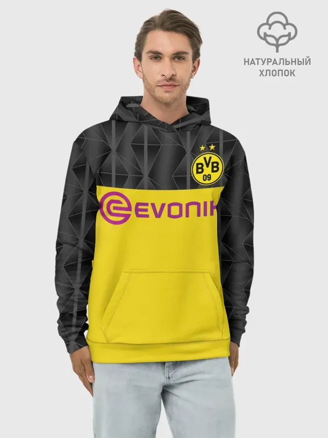 Худи мужской базовый хлопок с принтом «Reus home UEFA 19-20»