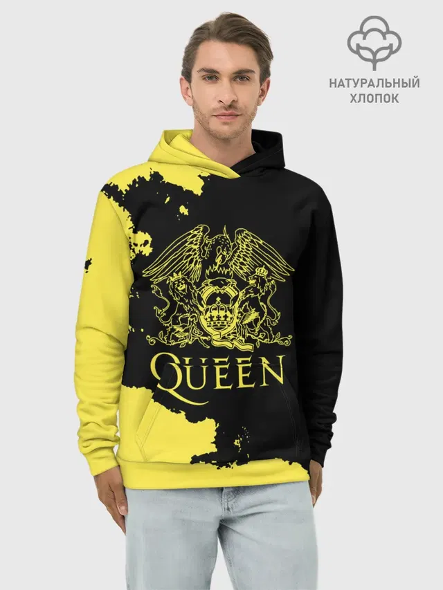 Худи мужской базовый хлопок с принтом «Queen Crest»