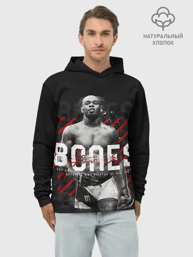Худи мужской базовый хлопок с принтом «MMA — Bones Jones»