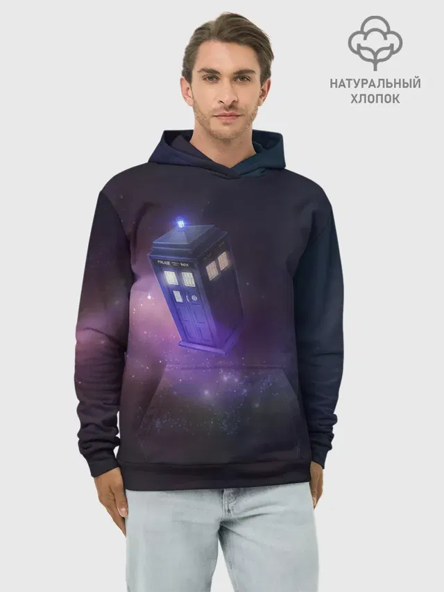 Худи мужской базовый хлопок с принтом «Tardis»
