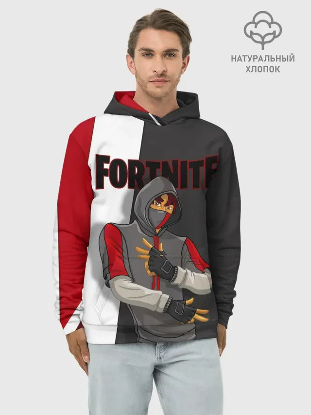 Худи мужской базовый хлопок с принтом «Фортнайт — IKONIK»