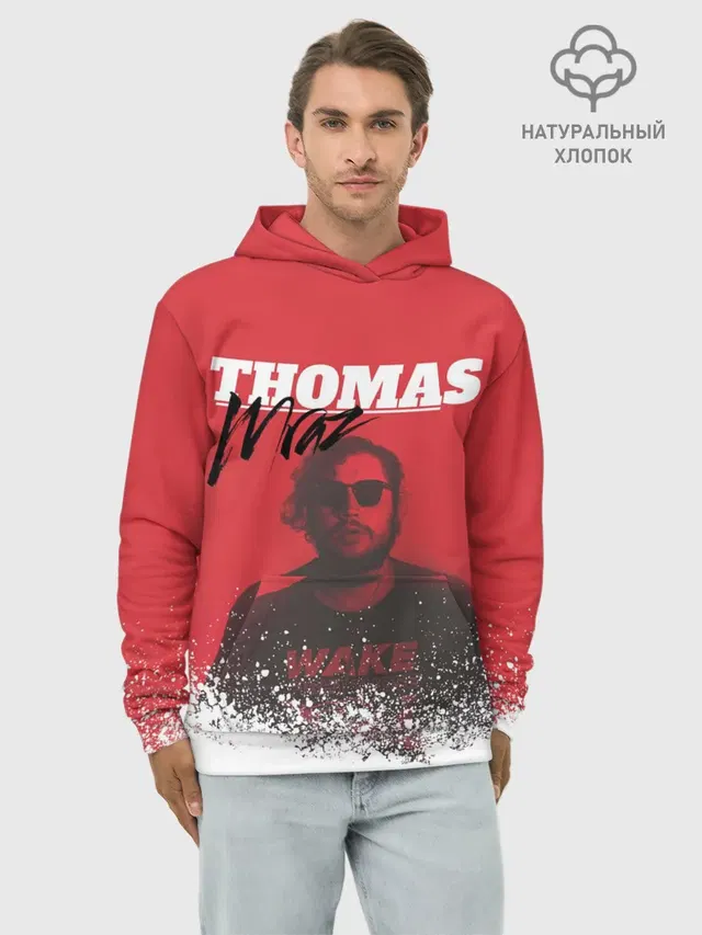 Худи мужской базовый хлопок с принтом «Thomas Mraz»