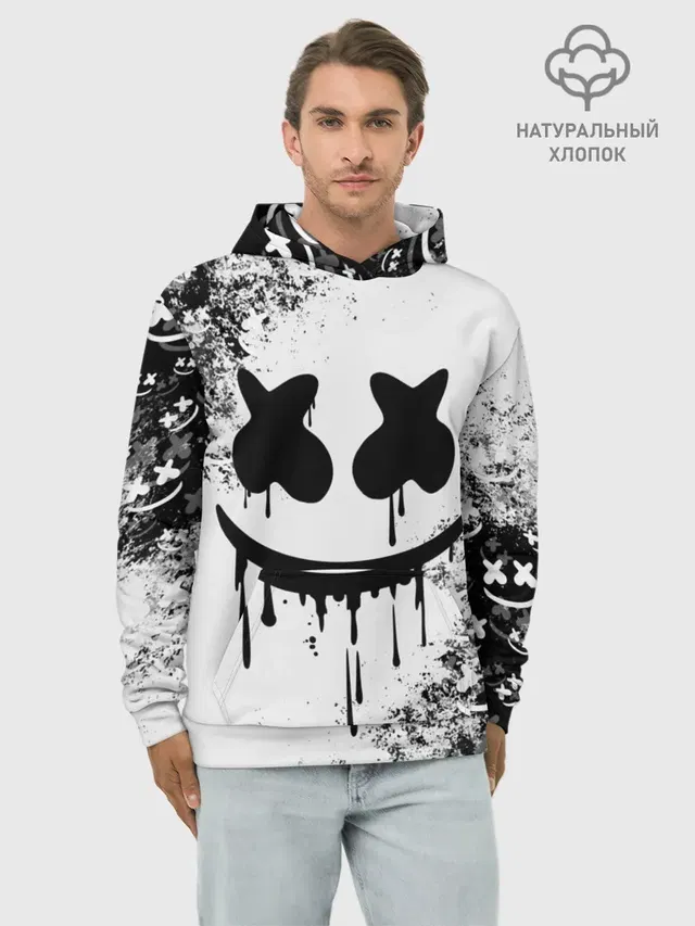 Худи мужской базовый хлопок с принтом «Marshmello»