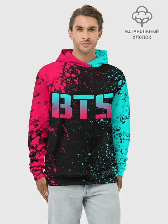 Худи мужской базовый хлопок с принтом «BTS»