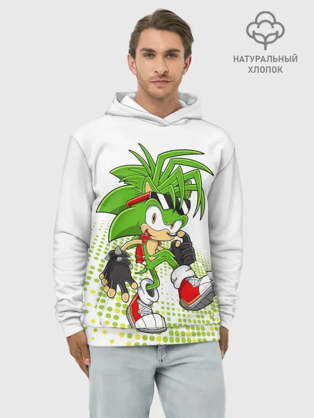 Худи мужской базовый хлопок с принтом «Manic the Hedgehog»