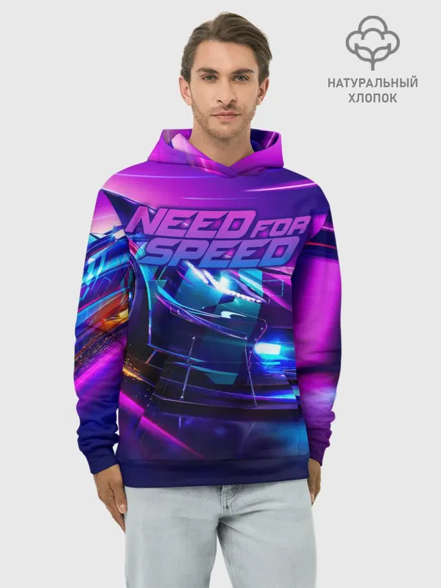 Худи мужской базовый хлопок с принтом «Chevrolet Corvette — Need for Speed»