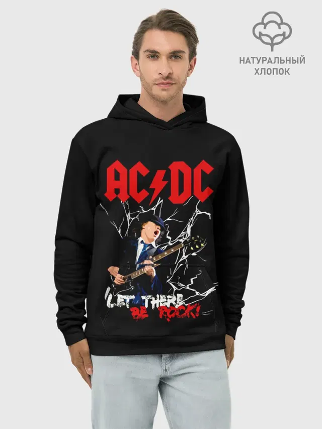Худи мужской базовый хлопок с принтом «Electric guitar — AC/DC let there be rock!»