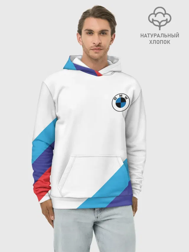 Худи мужской базовый хлопок с принтом «BMW — BMW NEW LOGO»