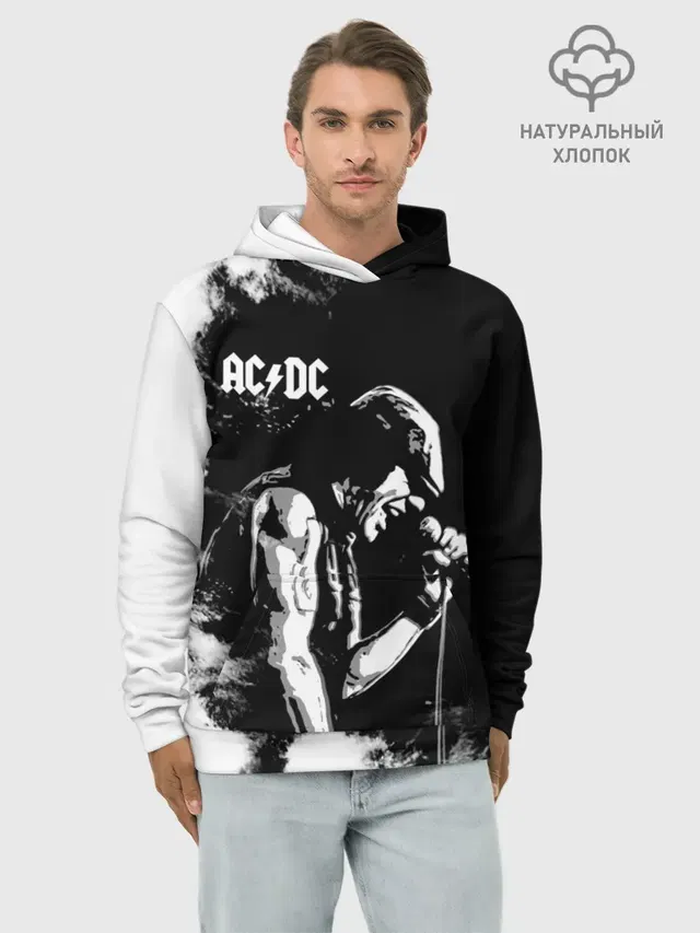 Худи мужской базовый хлопок с принтом «AC/DC»