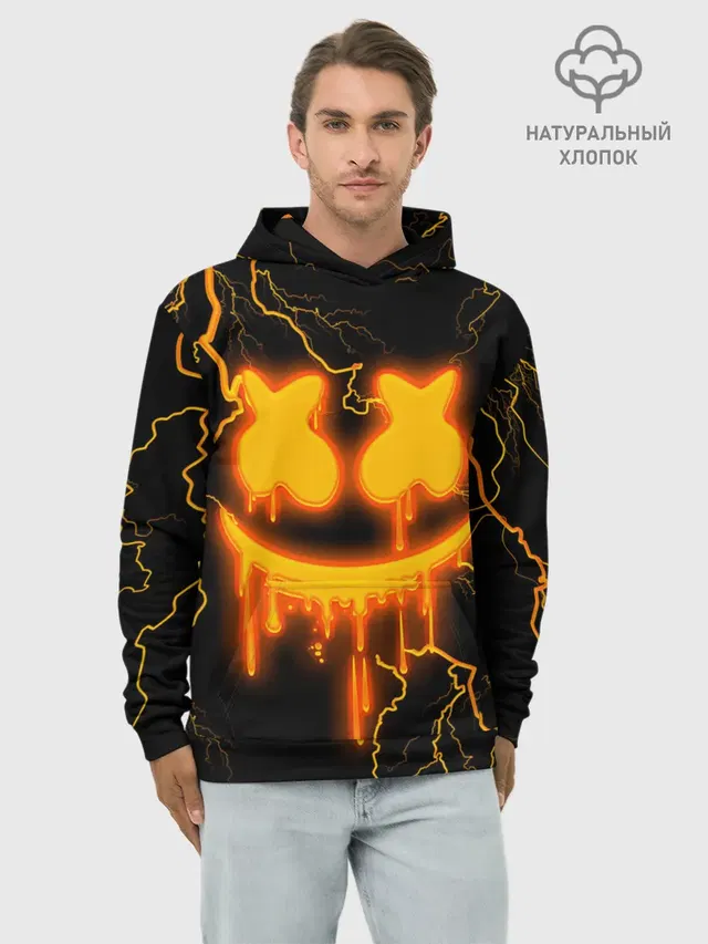 Худи мужской базовый хлопок с принтом «Marshmello»