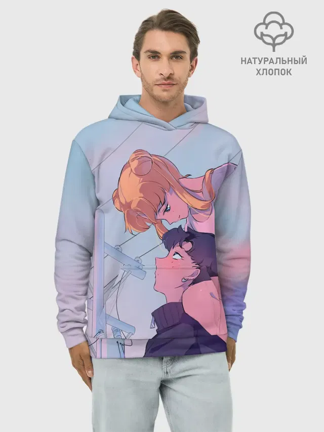 Худи мужской базовый хлопок с принтом «Anime»