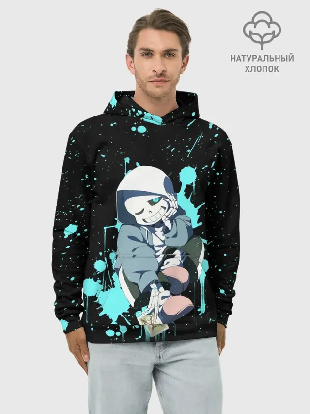 Худи мужской базовый хлопок с принтом «Paint splatter»