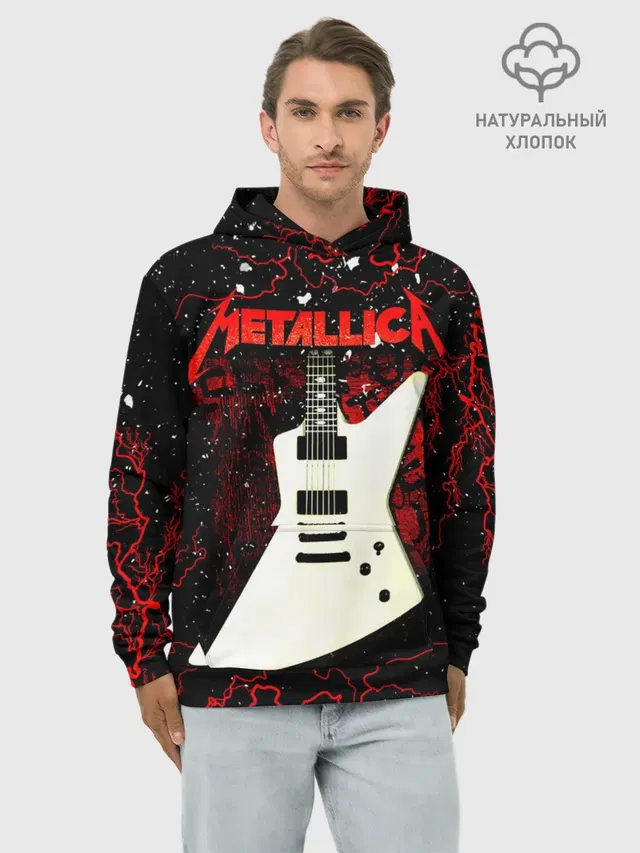 Худи мужской базовый хлопок с принтом «Metallica»