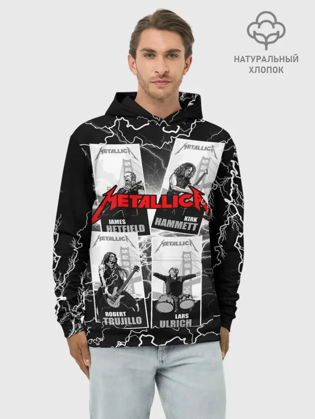 Худи мужской базовый хлопок с принтом «Metallica»