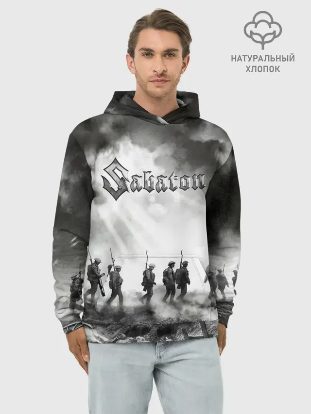 Худи мужской базовый хлопок с принтом «Soldier»