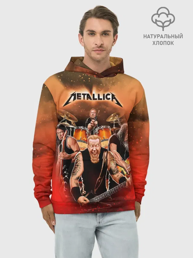 Худи мужской базовый хлопок с принтом «Metallica»