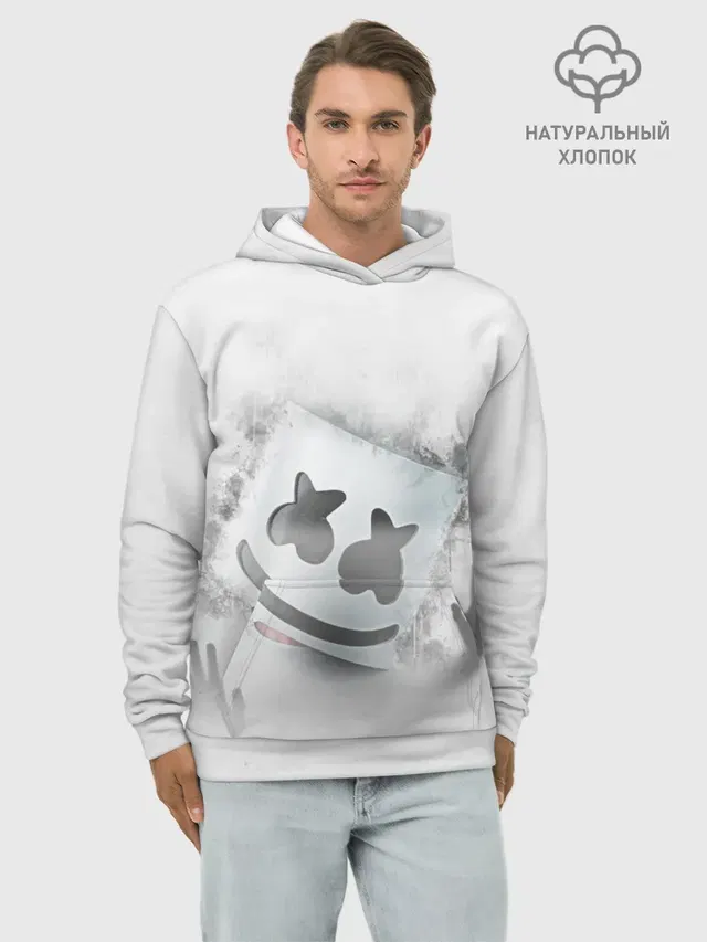 Худи мужской базовый хлопок с принтом «Marshmello»