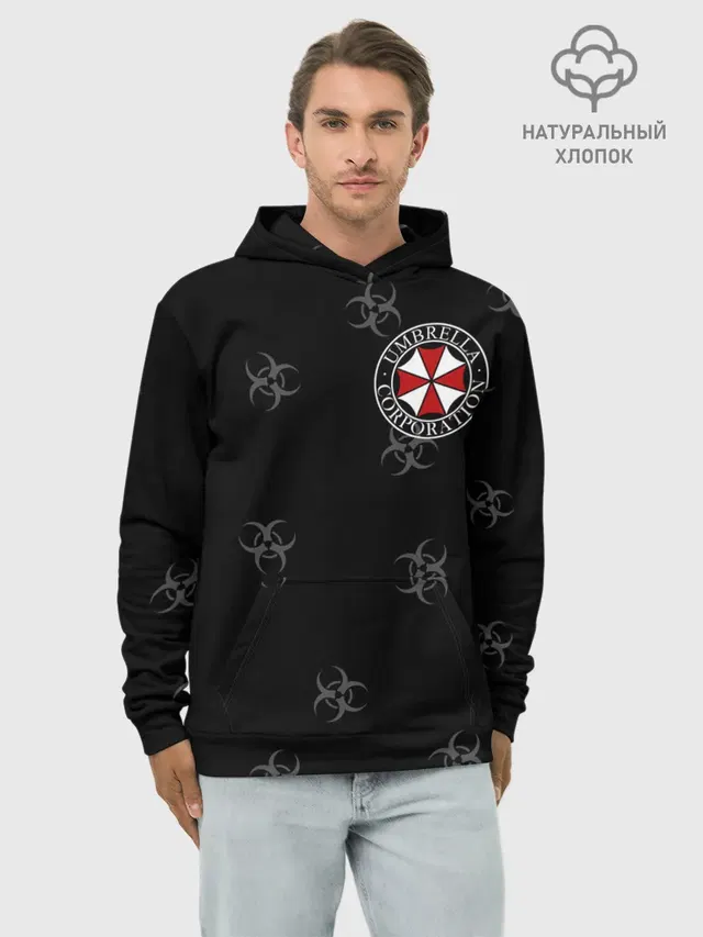 Худи мужской базовый хлопок с принтом «RE — Umbrella Corp.»