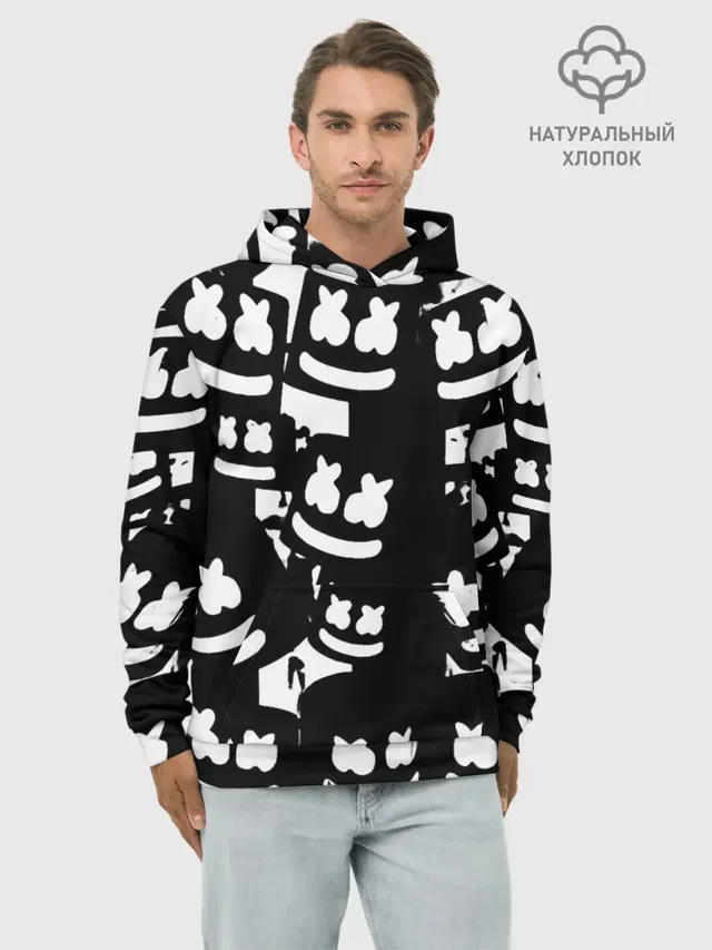 Худи мужской базовый хлопок с принтом «Marshmello»