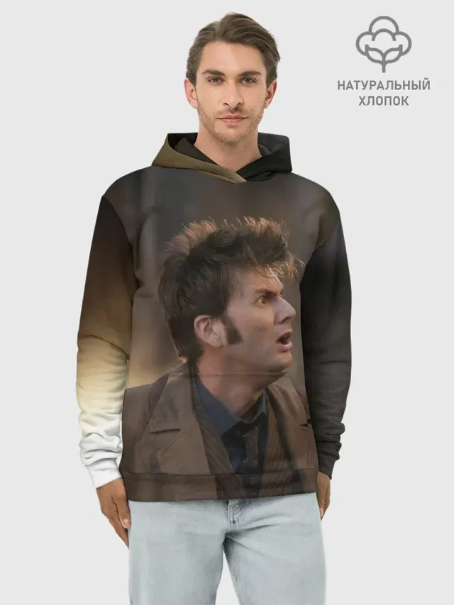 Худи мужской базовый хлопок с принтом «10th Doctor — 10th DOCTOR WHO»