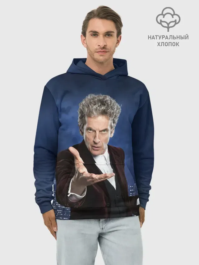 Худи мужской базовый хлопок с принтом «Peter Capaldi — LISTEN»