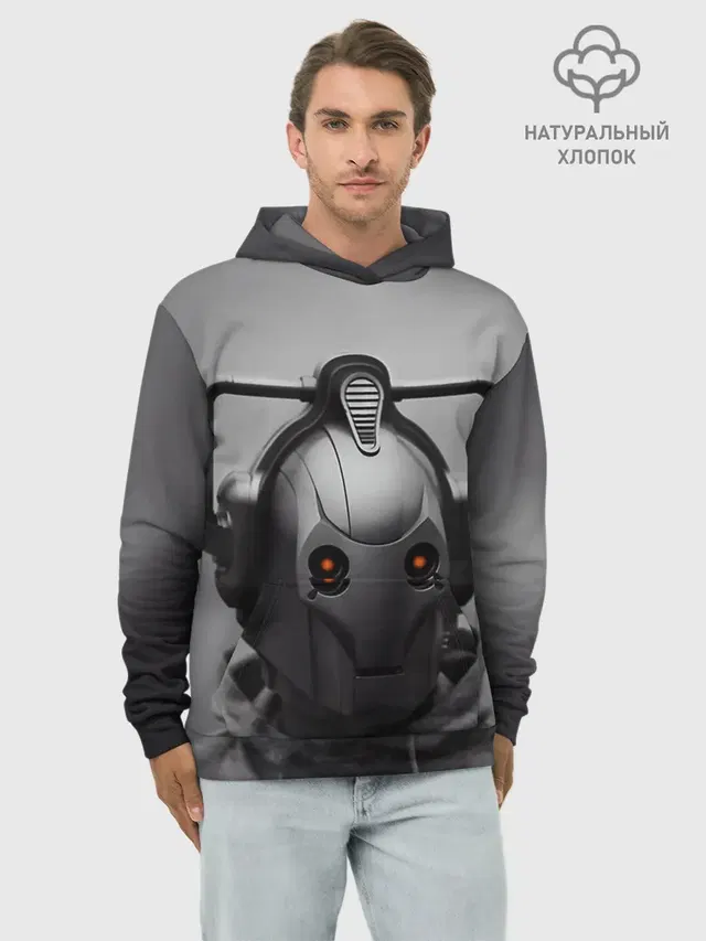 Худи мужской базовый хлопок с принтом «Cyberman»
