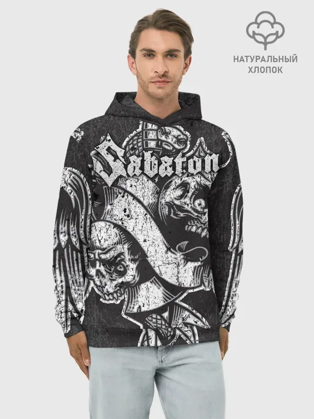 Худи мужской базовый хлопок с принтом «Sabaton»
