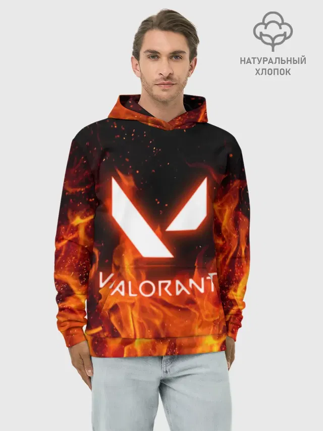 Худи мужской базовый хлопок с принтом «Разные игры — VALORANT»
