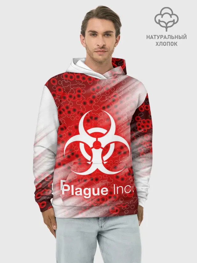 Худи мужской базовый хлопок с принтом «Разные игры — PLAGUE INC»