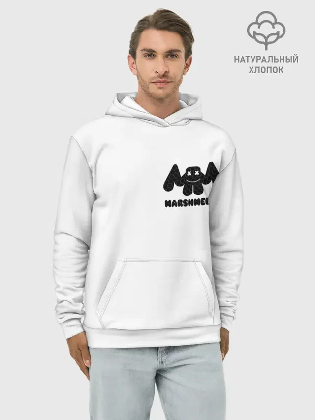Худи мужской базовый хлопок с принтом «Marshmello»