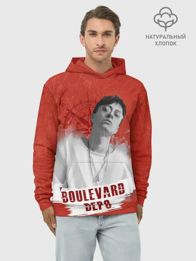 Худи мужской базовый хлопок с принтом «Boulevard Depo»