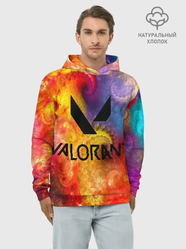 Худи мужской базовый хлопок с принтом «Valorant»