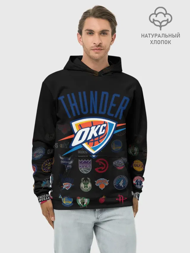 Худи мужской базовый хлопок с принтом «НБА — Oklahoma City Thunder»