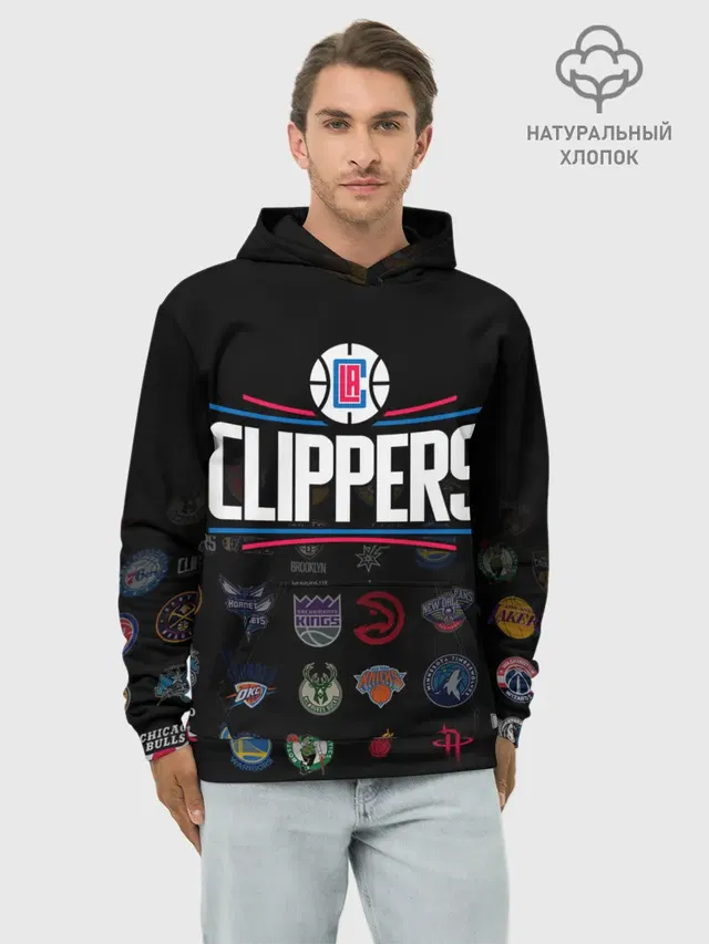 Худи мужской базовый хлопок с принтом «НБА — Los Angeles Clippers»