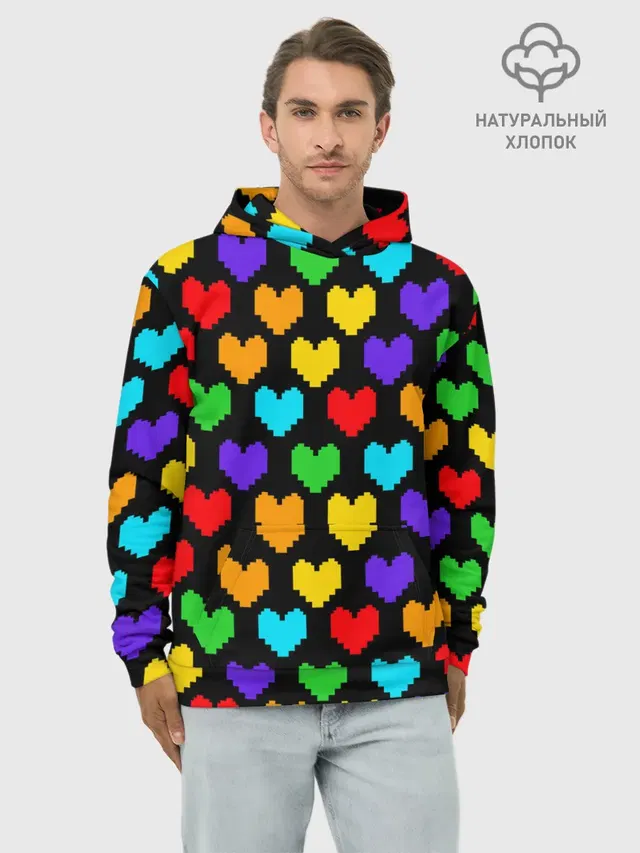 Худи мужской базовый хлопок с принтом «Soul — UNDERTALE HEART»