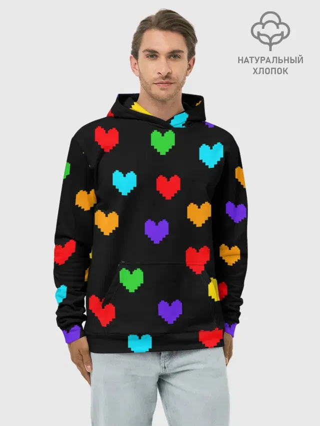 Худи мужской базовый хлопок с принтом «Undertale Heart»