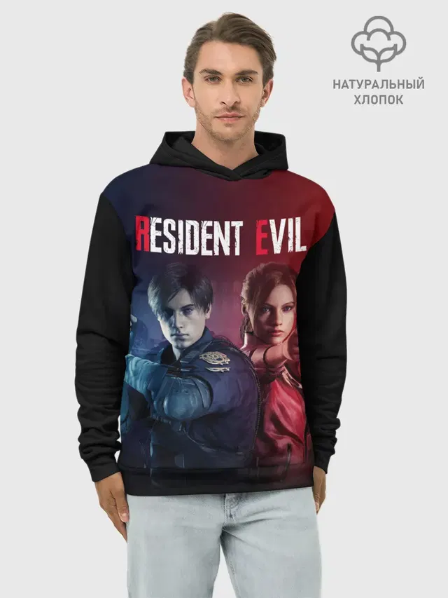 Худи мужской базовый хлопок с принтом «Leon Kennedy — Resident Evil 2»