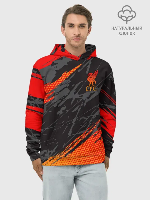 Худи мужской базовый хлопок с принтом «Abstract design — Liverpool F.C.»