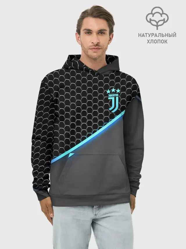 Худи мужской базовый хлопок с принтом «Ювентус — Juventus F.C.»