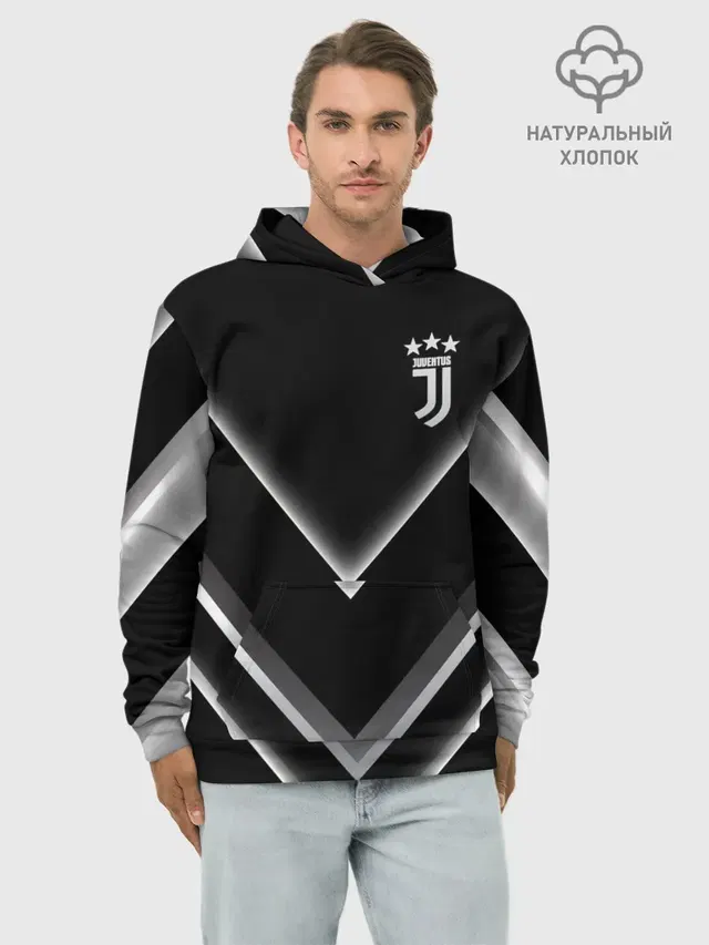 Худи мужской базовый хлопок с принтом «Ювентус — Juventus F.C.»