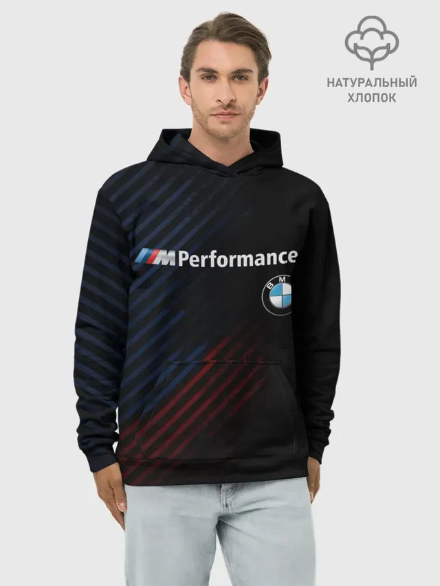 Худи мужской базовый хлопок с принтом «BMW — BMW PERFORMANCE»