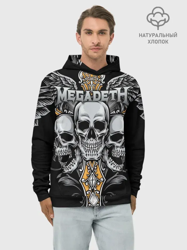 Худи мужской базовый хлопок с принтом «Megadeth»