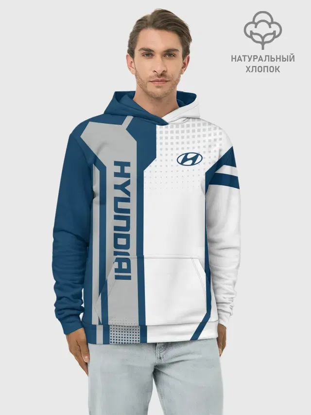 Худи мужской базовый хлопок с принтом «Hyundai — Hyundai Driver team»