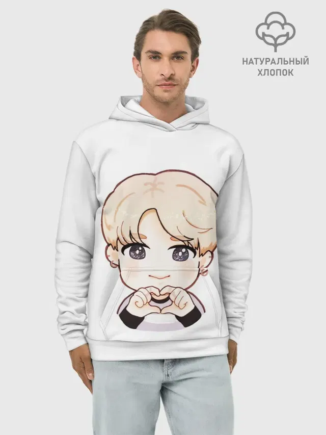 Худи мужской базовый хлопок с принтом «BTS»