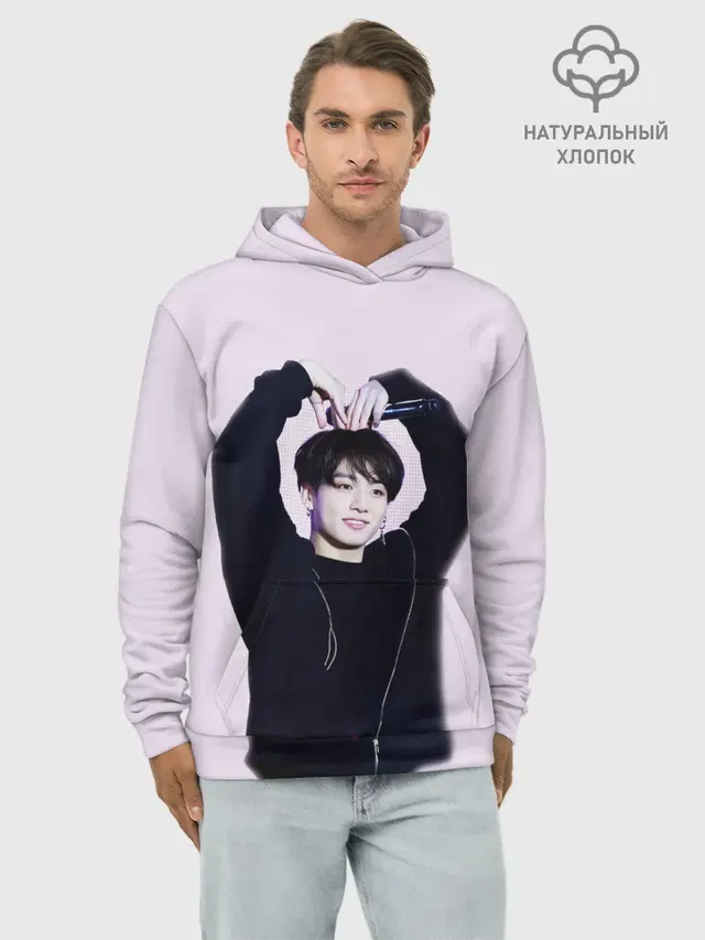 Худи мужской базовый хлопок с принтом «BTS»