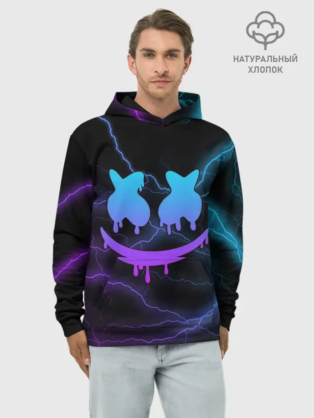 Худи мужской базовый хлопок с принтом «Marshmello»